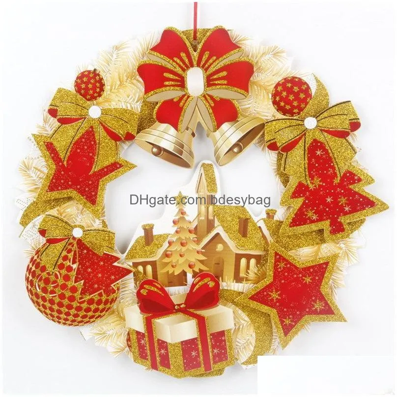 christmas door paper wreath decoration merry xmas party welcome door window hanging tree paper garland wreaths decoration