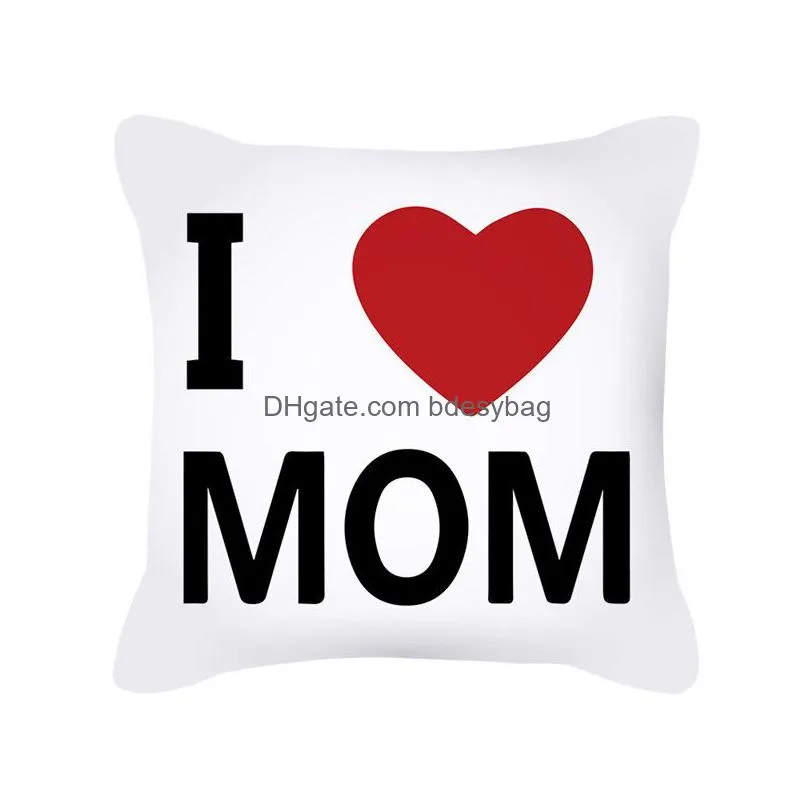 happy mothers day pillow case peach skin 18x18 inch i love mom mom ever printed pillow case home sofa decor