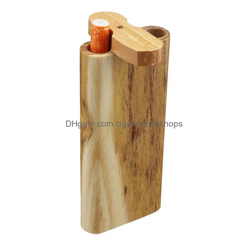 one hitter smoking pipe handmade wood dugout with digger glass pipes cigarette filters wooden box case