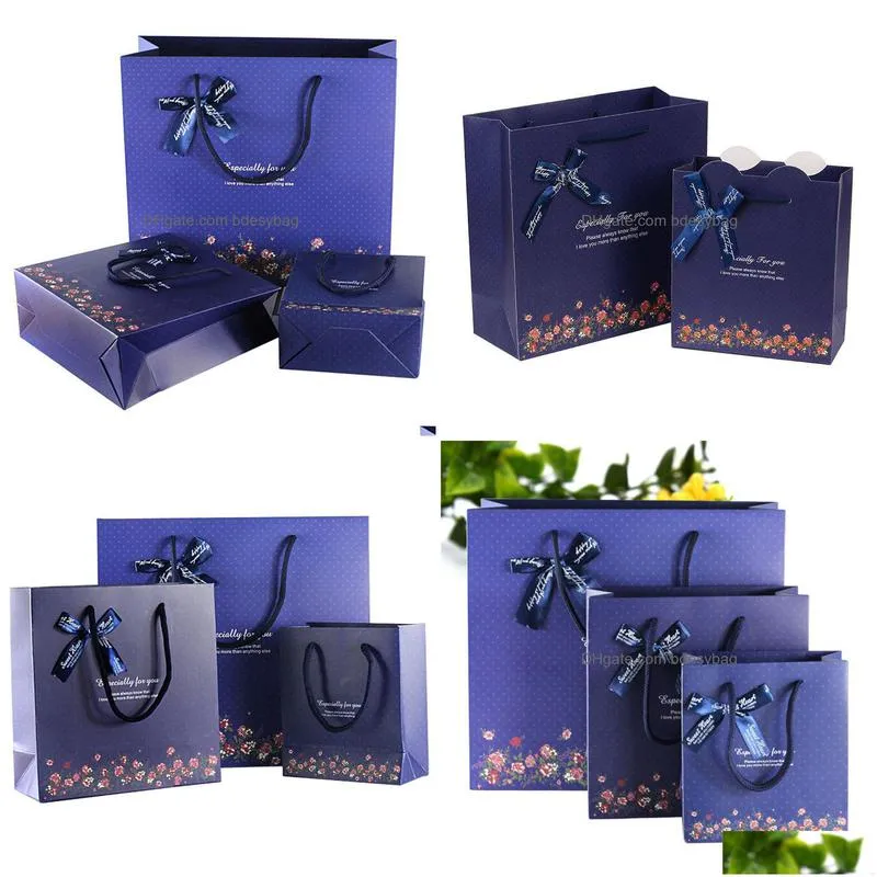 ins gift package bag wedding birthday gift especially for you letters printed blue bag cloth shopping paper bag