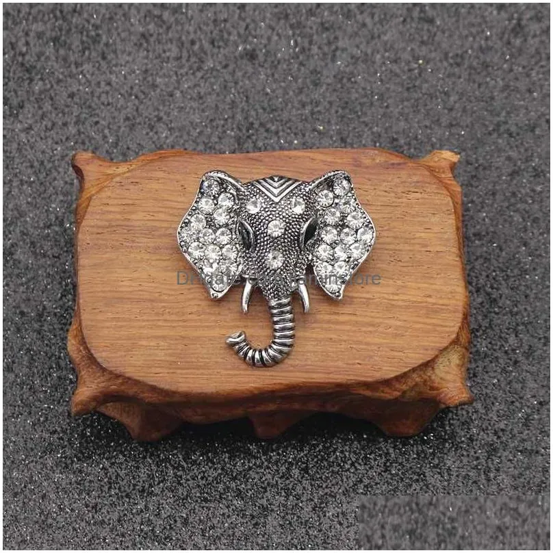 vintage rhinestone elephant brooch bronze animal brooches for women men denim suit sweater collar pin button badge broche
