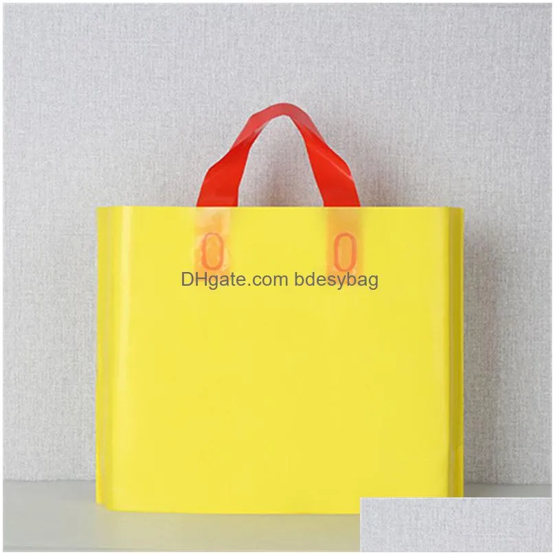 plastic shopping gift bags solid color thickened clothing storage pounch party supplies shopping food packaging bag multisize