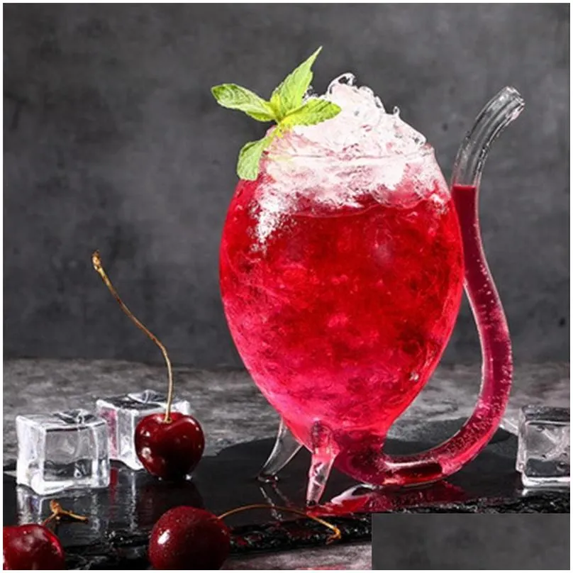 wine glasses bar wiare vampire whiskey cup red glass creative heatresistant transparent home tea milk with straw3576396