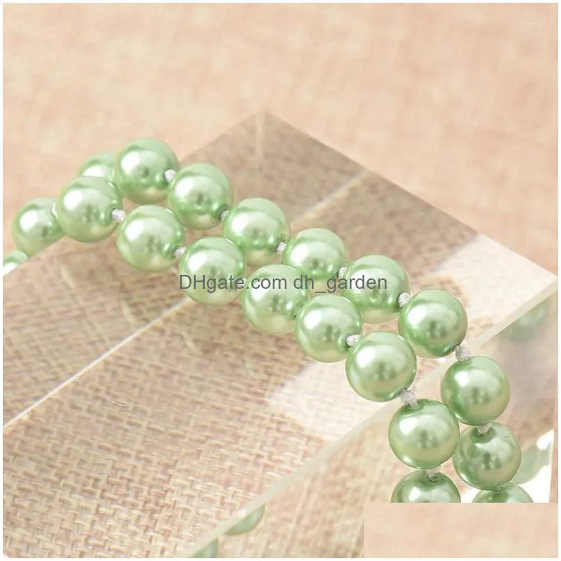 chains  green color long pearl necklace making for statement women gift 8mm round shell imitation chain 36inch h868