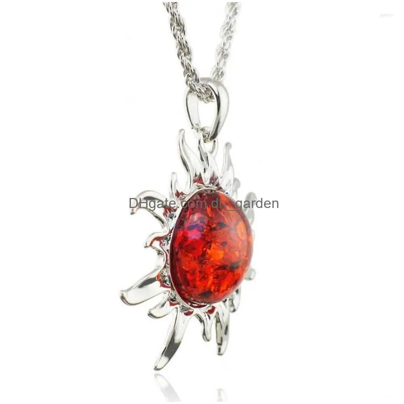 pendant necklaces fashion necklace chic baltic simulated honey sun lucky flossy exquisite jewelry l00301