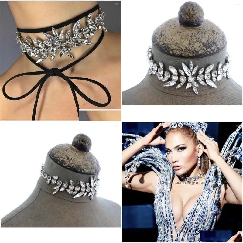 choker handmade rhinestone short chain flower necklaces wedding jewelry for women crystal geometric bib collar necklace gifts