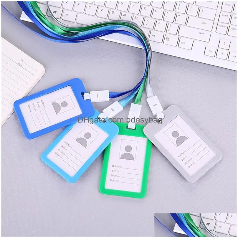 durable id card holder men women name credit card cover bus cards holder waterproof business identity case badge with lanyard