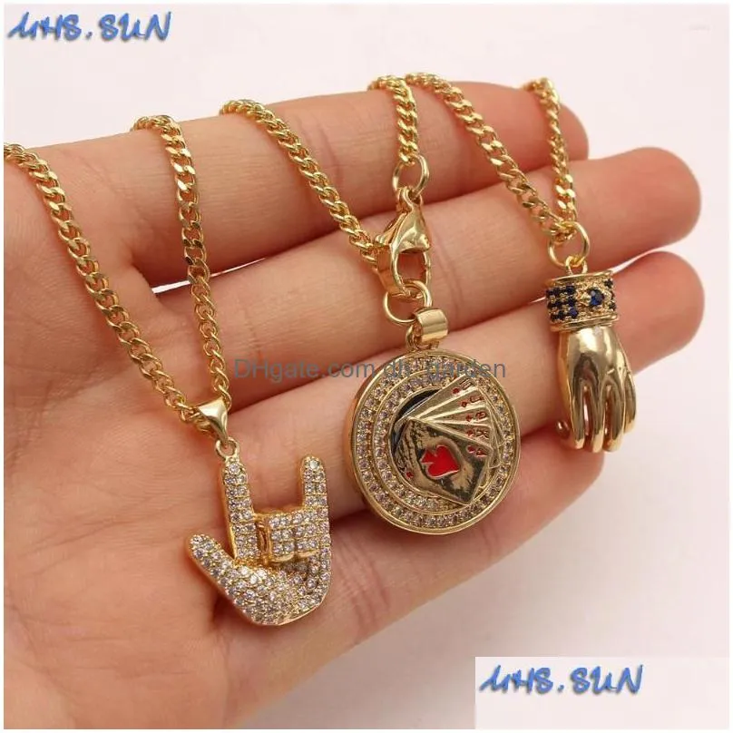 pendant necklaces mhs.sun 1pc charm cubic zirconia jewelry women fashion hand/poker necklace choker gold color chain gifts