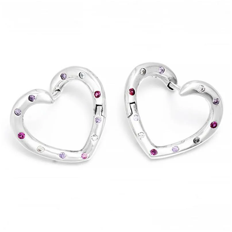 18k rose gold hearts hoop earrings for pandora real sterling silver wedding designer earring set jewelry for women girlfriend gift love earrings with original