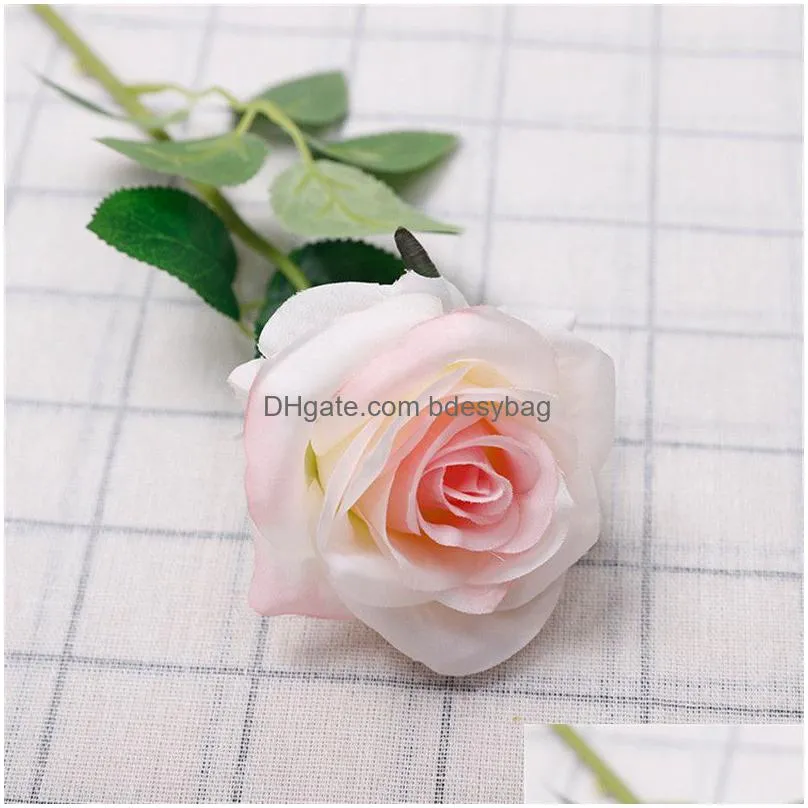 simulation single rose silk fabric valentine day rose flower girl friend rose gift wedding bride holding flower home hecor