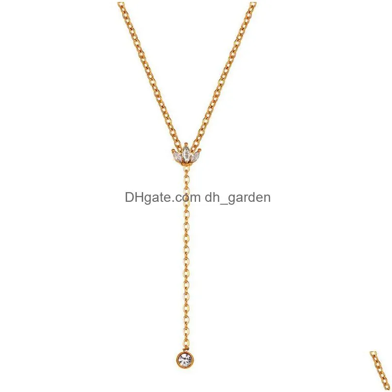 pendant necklaces canner 316l stainless steel yshaped chain round zircon tassel necklace exquisite wedding engagement jewelry for