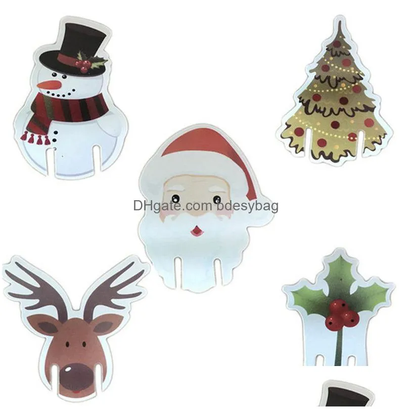 christmas wine cup tag 10pcs/lot champagne wine glass mug marker cartoon design xmas party bottle tag