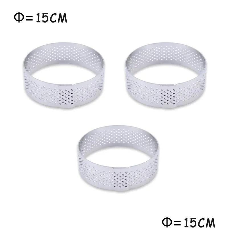 3/6pcs circular tart ring french dessert stainless steel perforation fruit pie quiche cake mousse mold kitchen baking mould