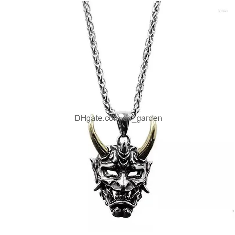 pendant necklaces exquisite gothic ghost mask necklace mens classic retro punk hip hop rock jewelry halloween gift dz664