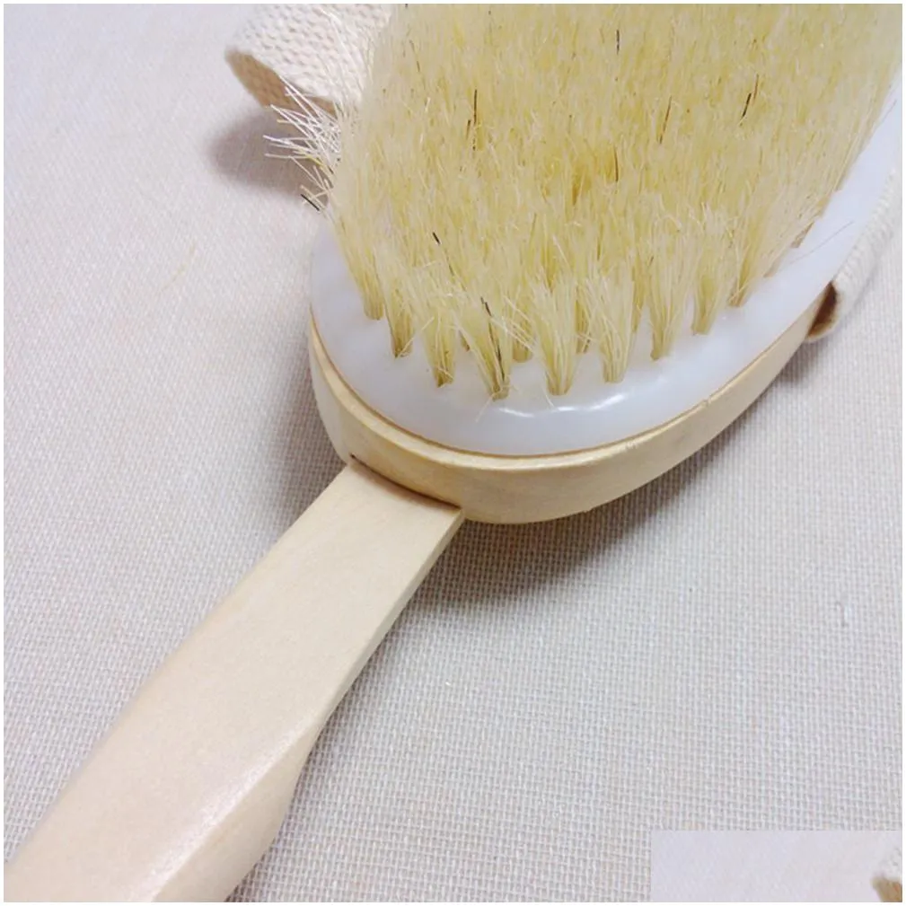 150pcs wooden bath brushes with handle total length size 40cm 15.74 bristles bathroom brush long handles separable massage cleaning scrub shower room clean tools