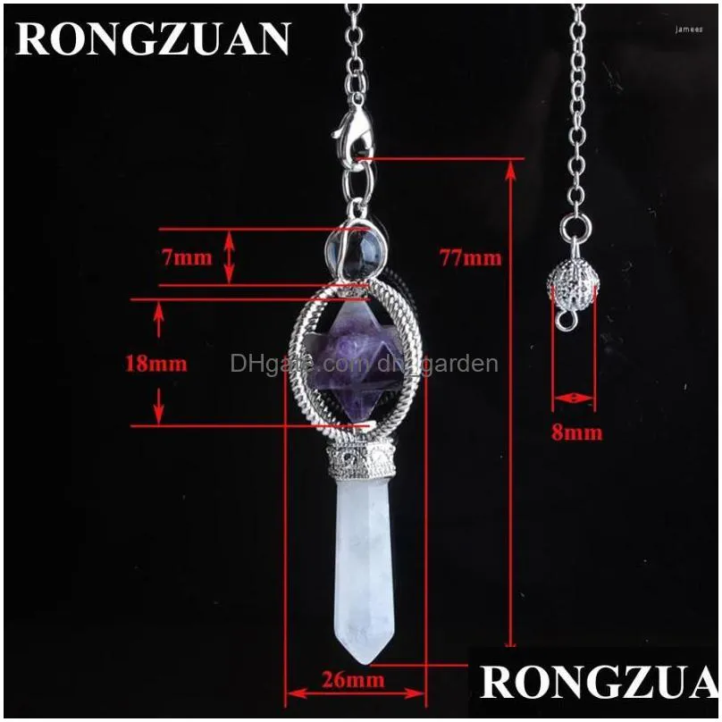 pendant necklaces merkaba dowsing quartz natural stone pendulum wicca reiki radiestesia chakra chain jewelry tbn385