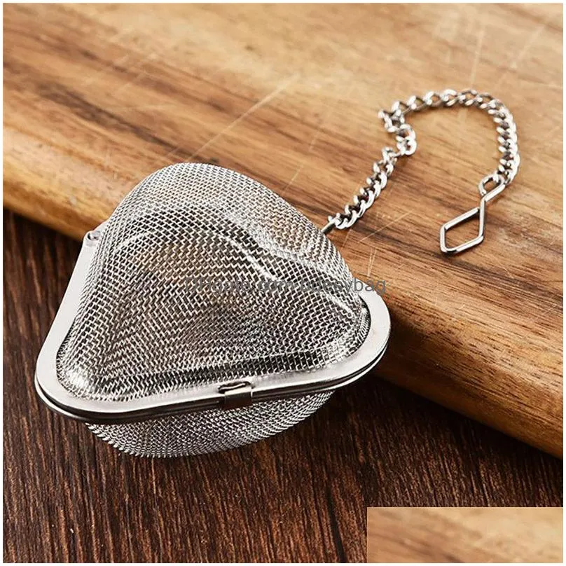 stainless steel tea infuser heart shape locking tea leaf spice strainer tea mesh filter kitchen accessories tools