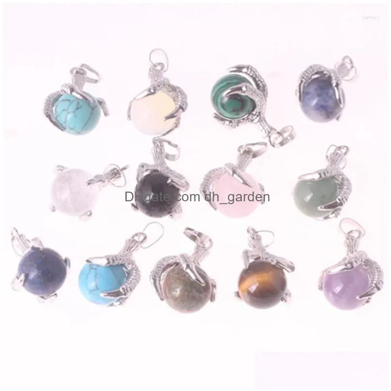 pendant necklaces druzy natural gems stone beads dragon claw ball sodalite crystal quartz women men yoga gothic jewelry