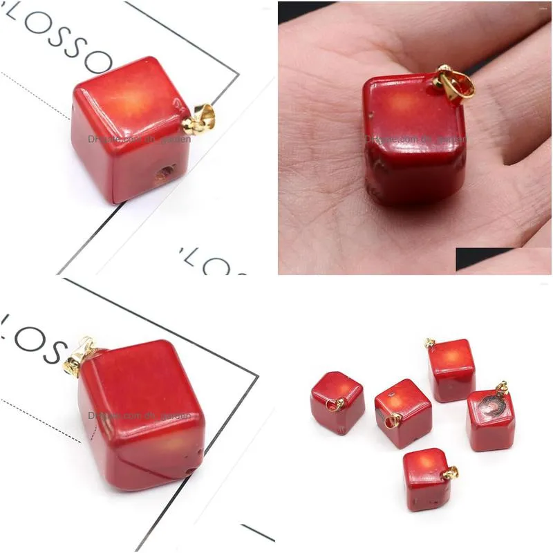 pendant necklaces natural coral sea bamboo square exquisite charm for jewelry making diy necklace bracelet earring accessories women