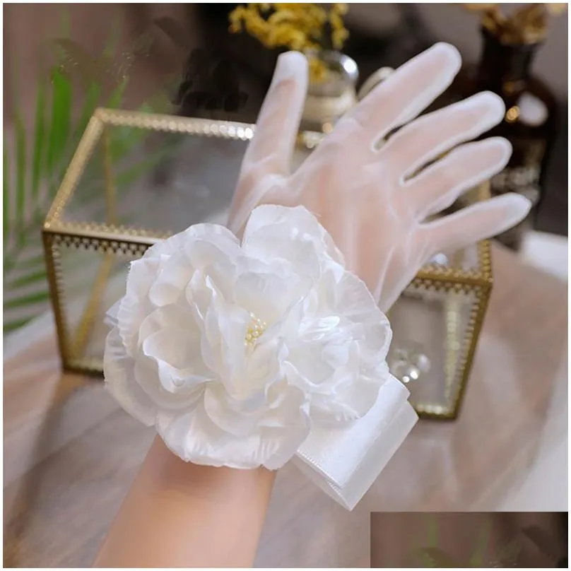 st0015a high end dress white flower gloves bow tie p ography studio p ography props wedding tulle perspective wedding short