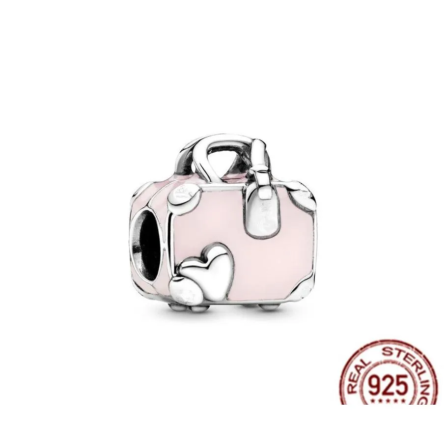 925 sterling silver pink car travel bag beads headphones cherry dangle charm fit original pandora bracelet jewelry gift