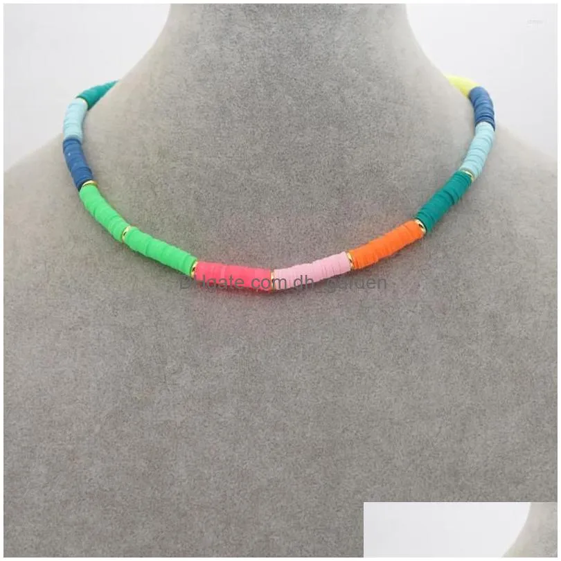 choker go2boho minimalist beaded necklace colorful fashion jewelry color block heishi disc boho for women jewellery