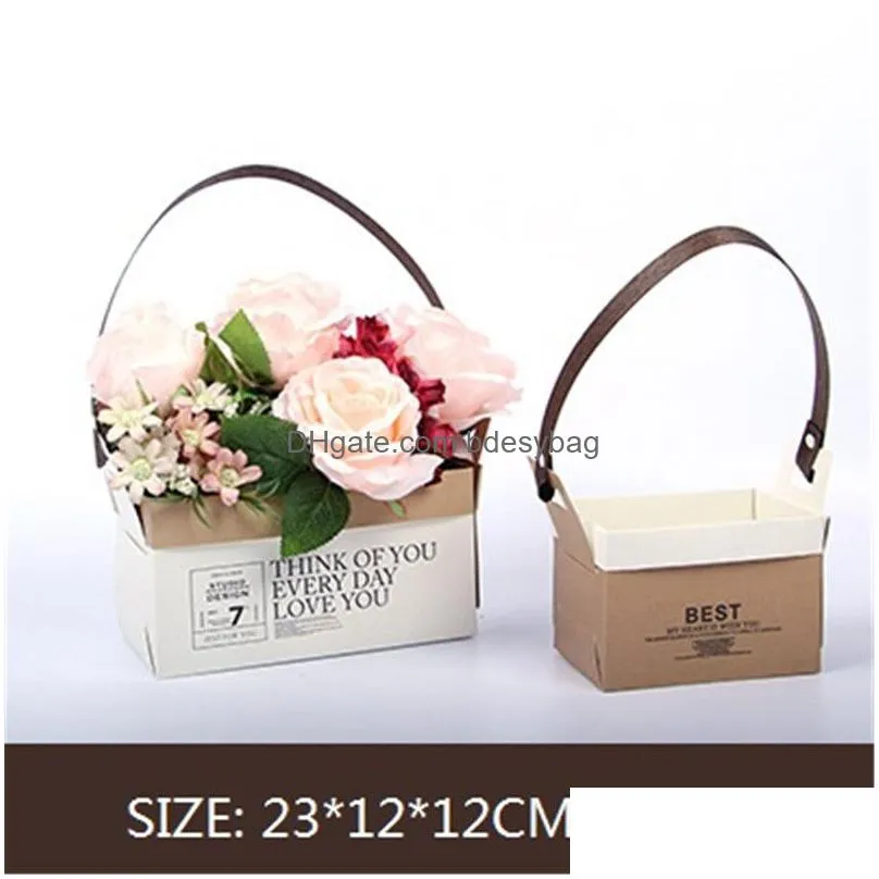 kraft paper florist bag folded flower tote box waterproof bouquet florist gift bags wedding valentines day flower box