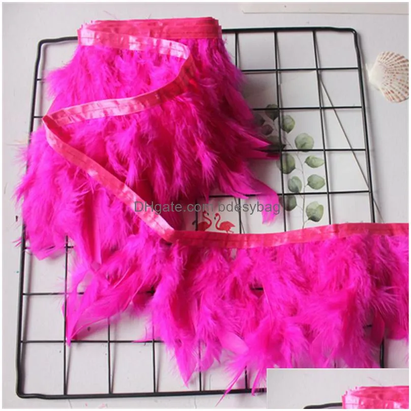 1m turkey feather costume trimming soft fluffy dyed colorful turkey feather ribbon lace party costume decoration