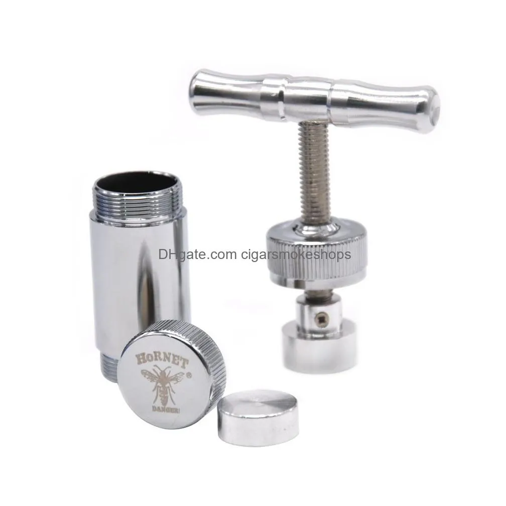 pollen press smoke tools t handle stainless steel height big tobacco compressor presser smoking accessories zinc alloy crusher grinder for bong