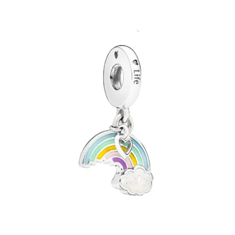2023 925 sterling silver color rainbow balloon charm beads suitable for primitive pandora bracelet womens jewelry