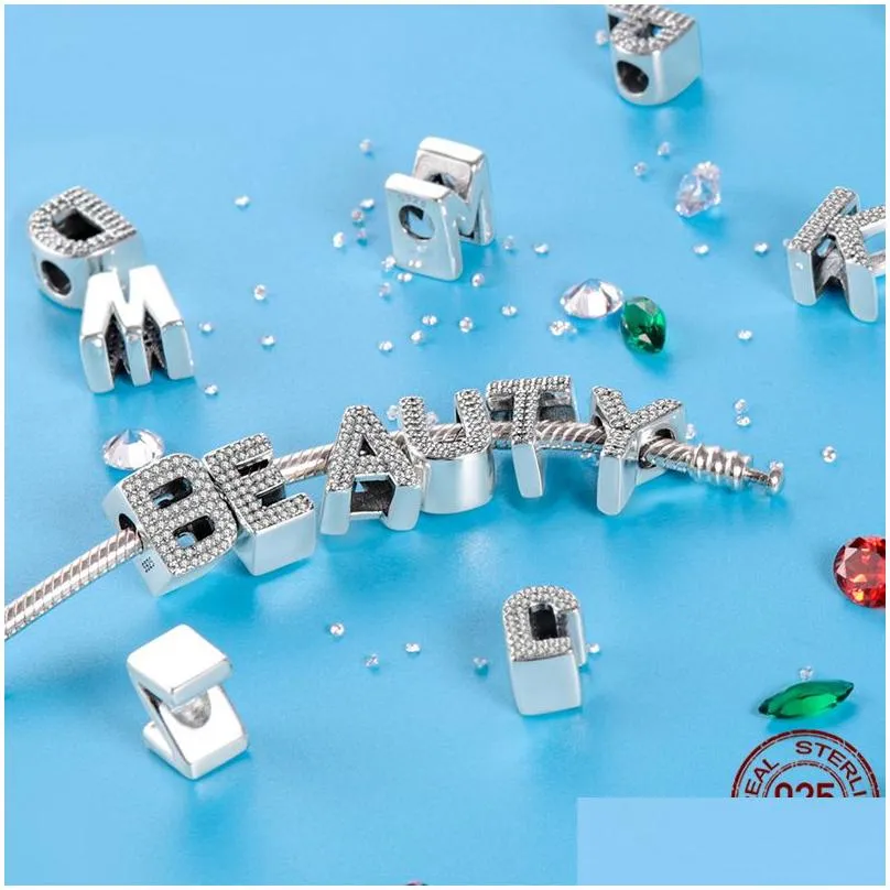 pandora original s925 sterling silver 26 letters az series bead charm is suitable for bracelet diy fashion jewelry accessories