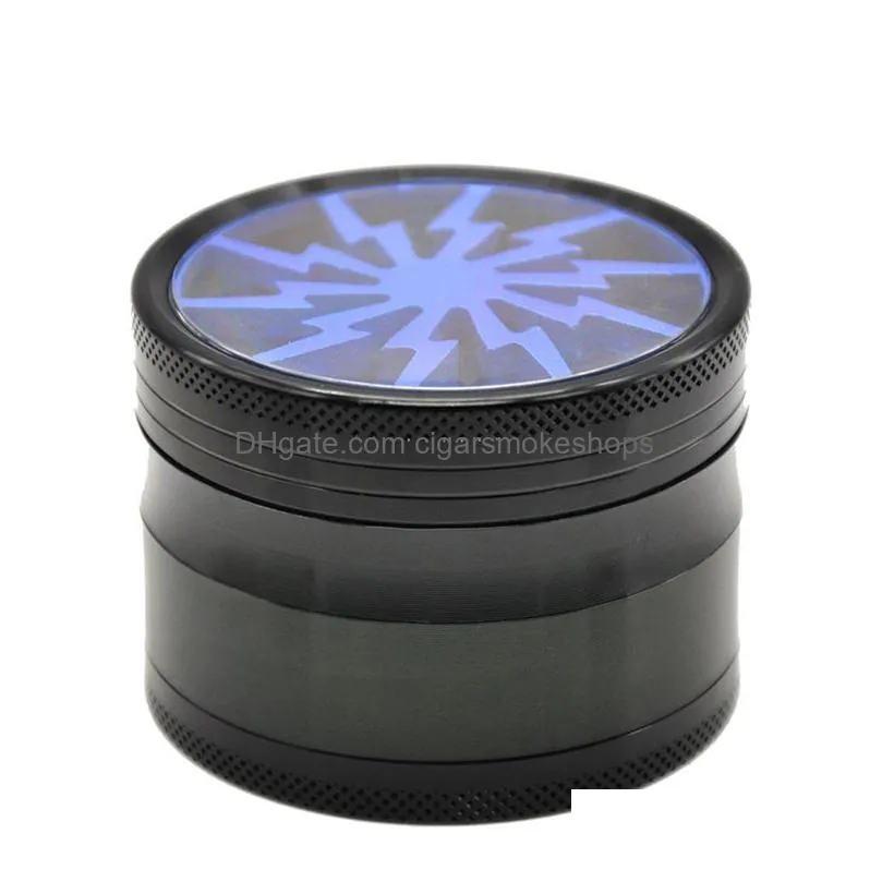 herb grinder transparent skylight lightning smoke grinders diameter 63mm fourlayer aluminum alloy tobacco crusher
