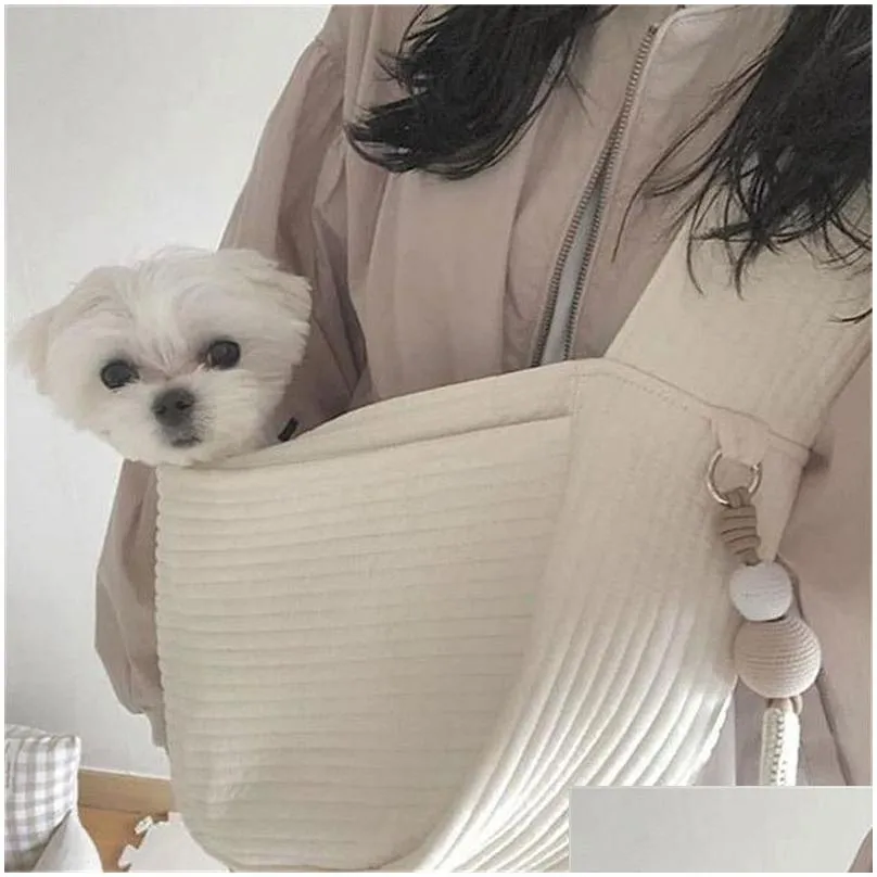 handmade pet dog carrier no pendant outdoor travel handbag canvas single shoulder bag sling comfort travel tote shoulder bag