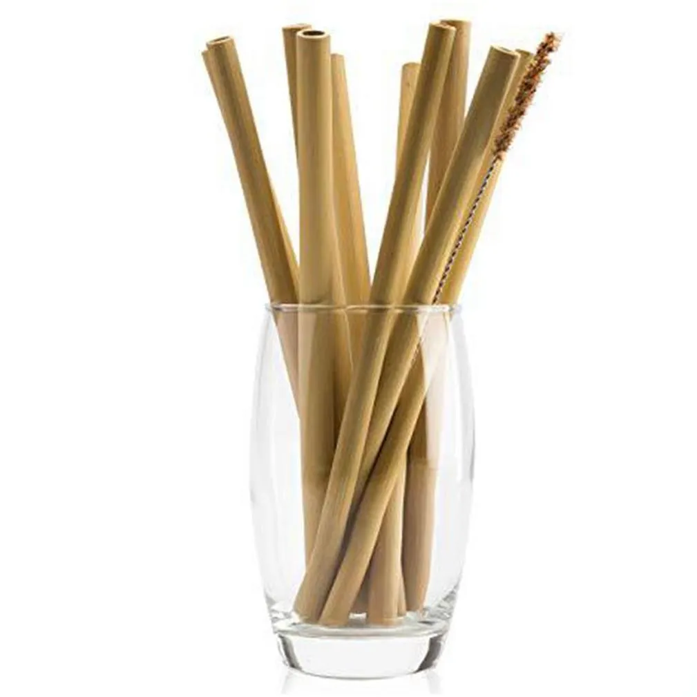 100pcs natural bamboo drinking straws 20cm 7.8 inches beverages straw cleaner brush bar drinkware tools party supplies environmentally friendly ecofriendly