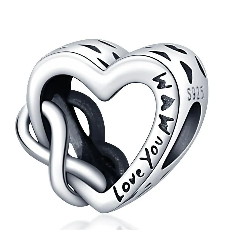 pandora original s925 sterling silver charming mothers day gift charm love love mother pendant suitable for bracelet diy fashion