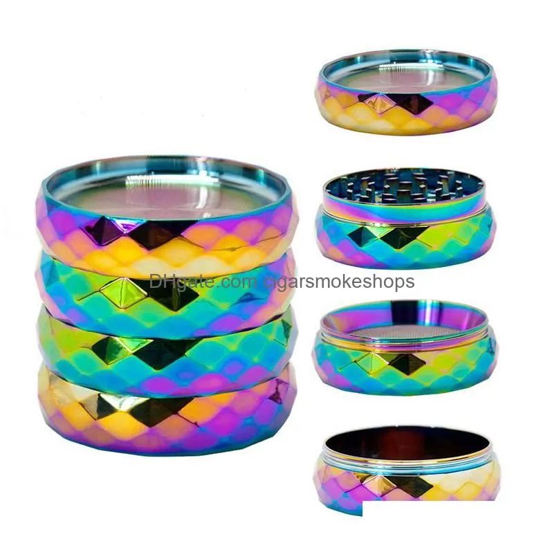 63mm 4 layers diamond zinc alloy smoke grinder fourlayer tobacco grinder dry herb grinders smoking accessory