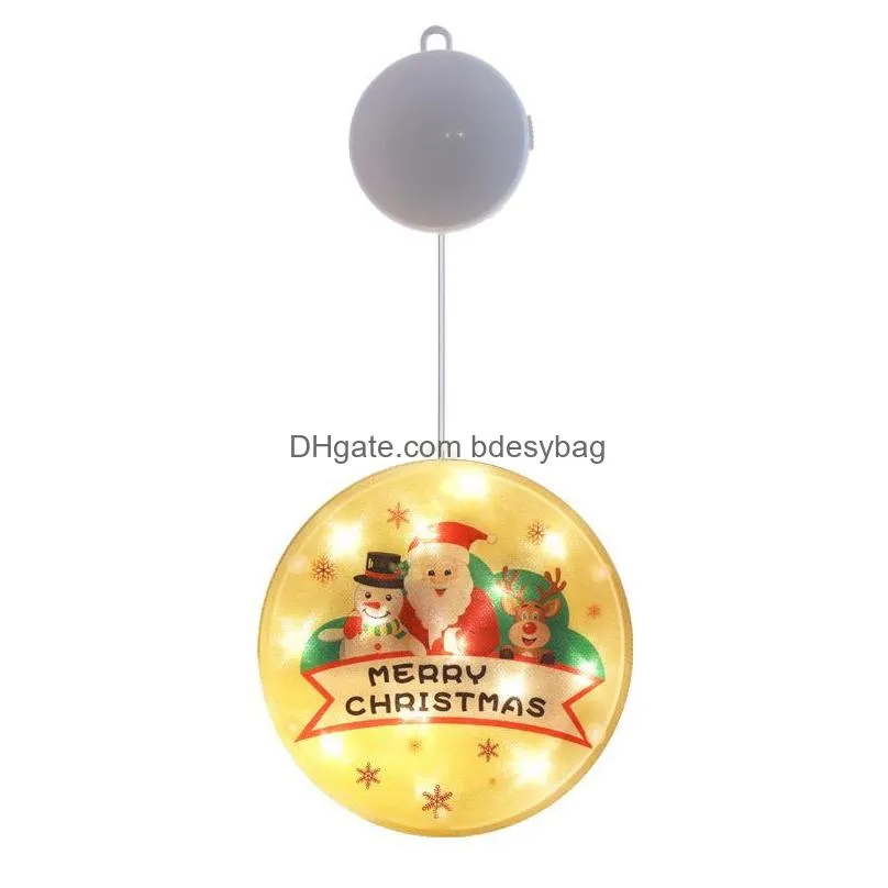 xmas led hanging light merry christmas tree window hanging lighted pendant color printing round shape curtain lights