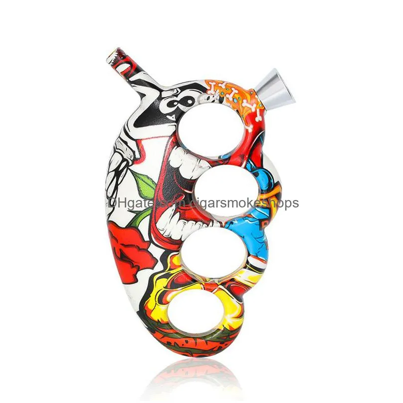 luminous knuckles bong hand pipe abs plastic smoking dab rig blunt bubbler recycler water pipe tobacco dry herb cigarette holder filter tips finger