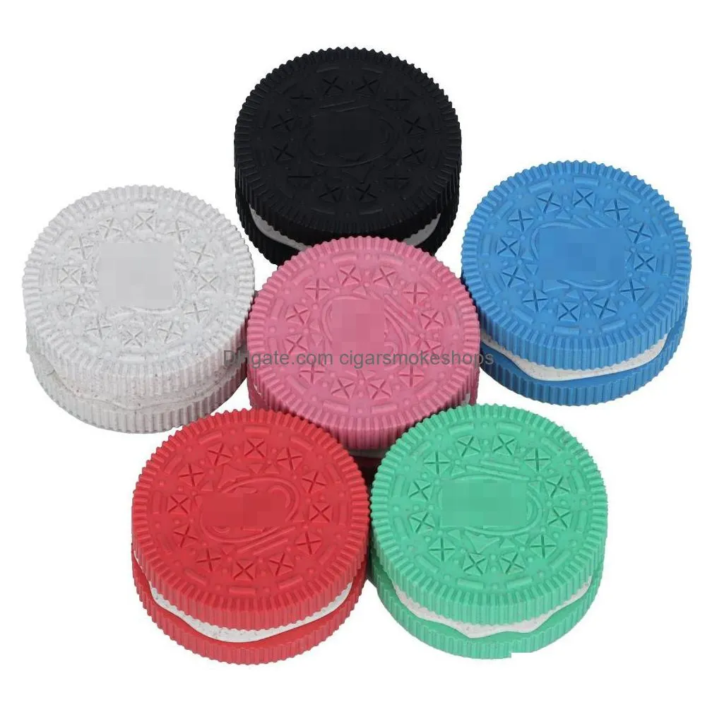 4 colors biodegradable oreoshape grinder smoking accessories 2 layers herb crusher plastic grinder