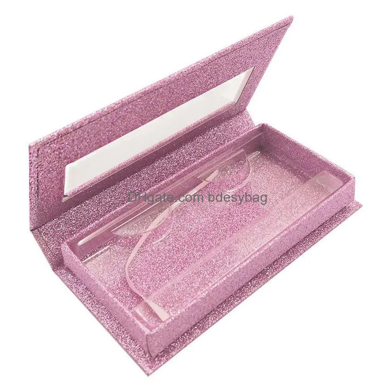 butterfly printed false eyelash packaging case empty glitter false eyelash magnetic mink eyelashes packaging box with tray