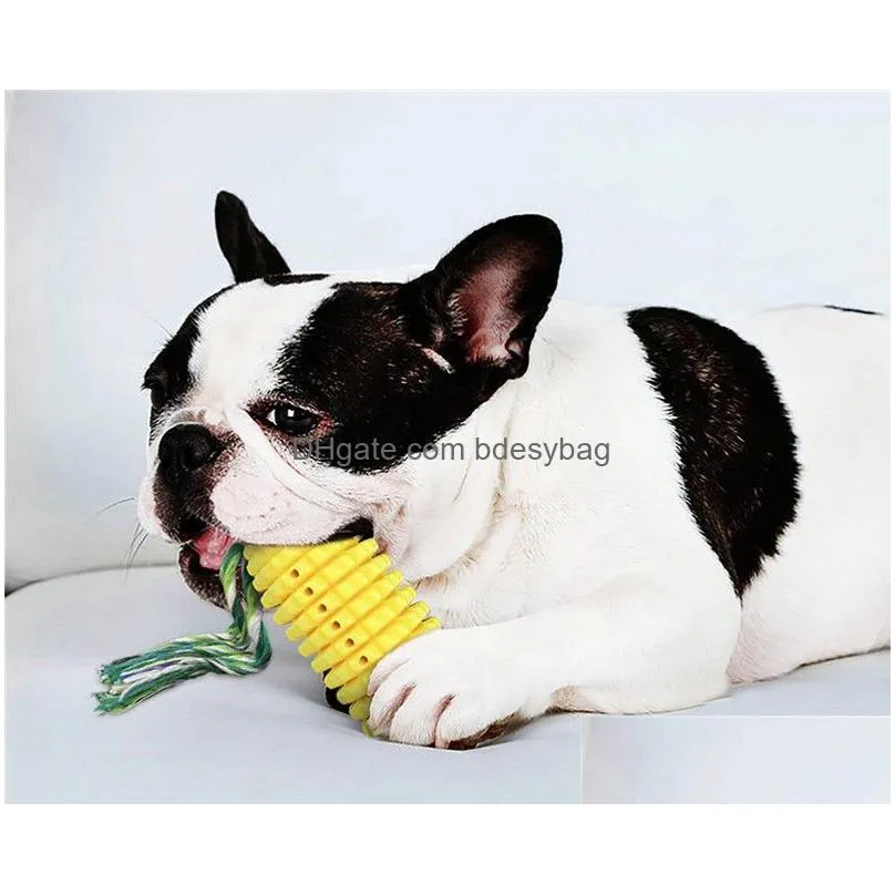 dog corn molar stick pet training bite toothbrush with cotton rope puppy dog molar stick chew toys