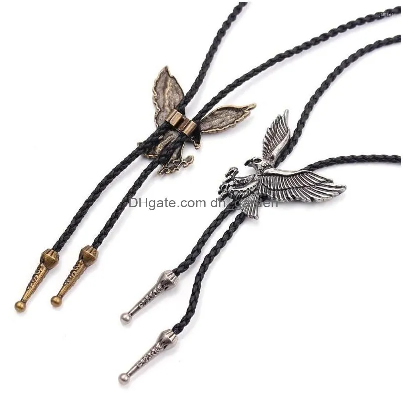 pendant necklaces exquisite flying  necklace long black adjustable braided rope choker vintage punk hiphop male jewelry