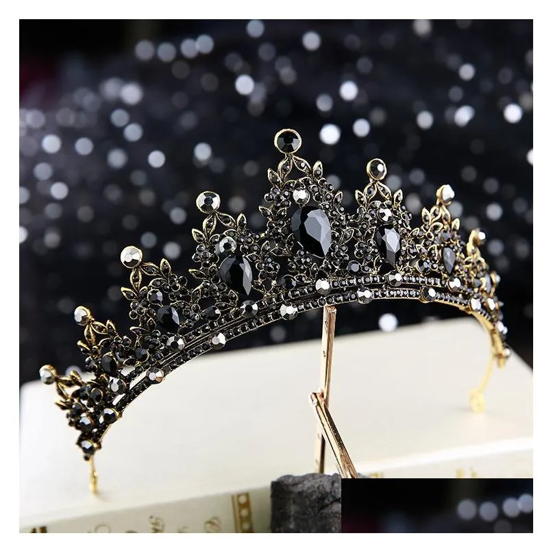 european and american retro crown black bride wedding crown baroque headwear personalized p o hair accessories