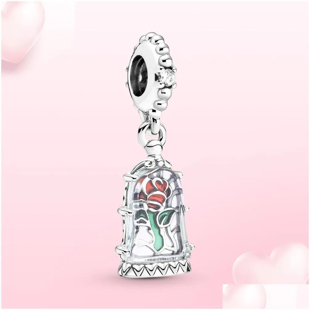  925 sterling silver charm beauty and beast hanging decoration suitable for primitive  bracelet womens jewelry fashion accessories