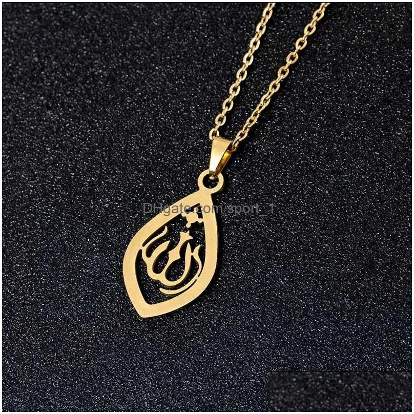 pendant necklaces middle east arabia muslim necklace stainless steel gold colors women islamic religious jewerly gift