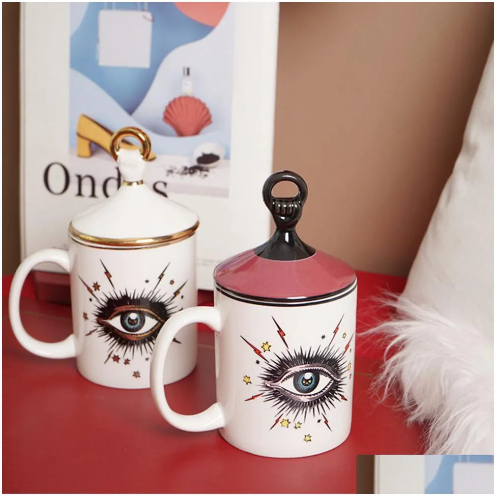 lover coffee cup ceramic mug cups 350ml white drinkware afternoon tea drink cups porcelain mugs with lid 16x8.5cm retail packing box