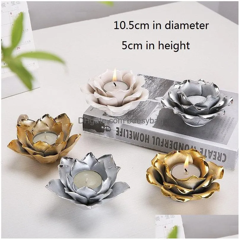 nordic candles holder plating silver gold lotus rose shape candlestick valentine wedding festival home tealight candles decor