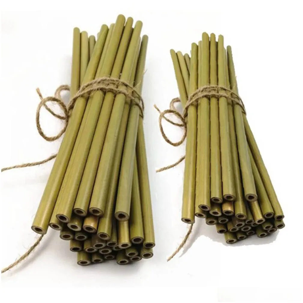100pcs natural bamboo drinking straws 20cm 7.8 inches beverages straw cleaner brush bar drinkware tools party supplies environmentally friendly ecofriendly