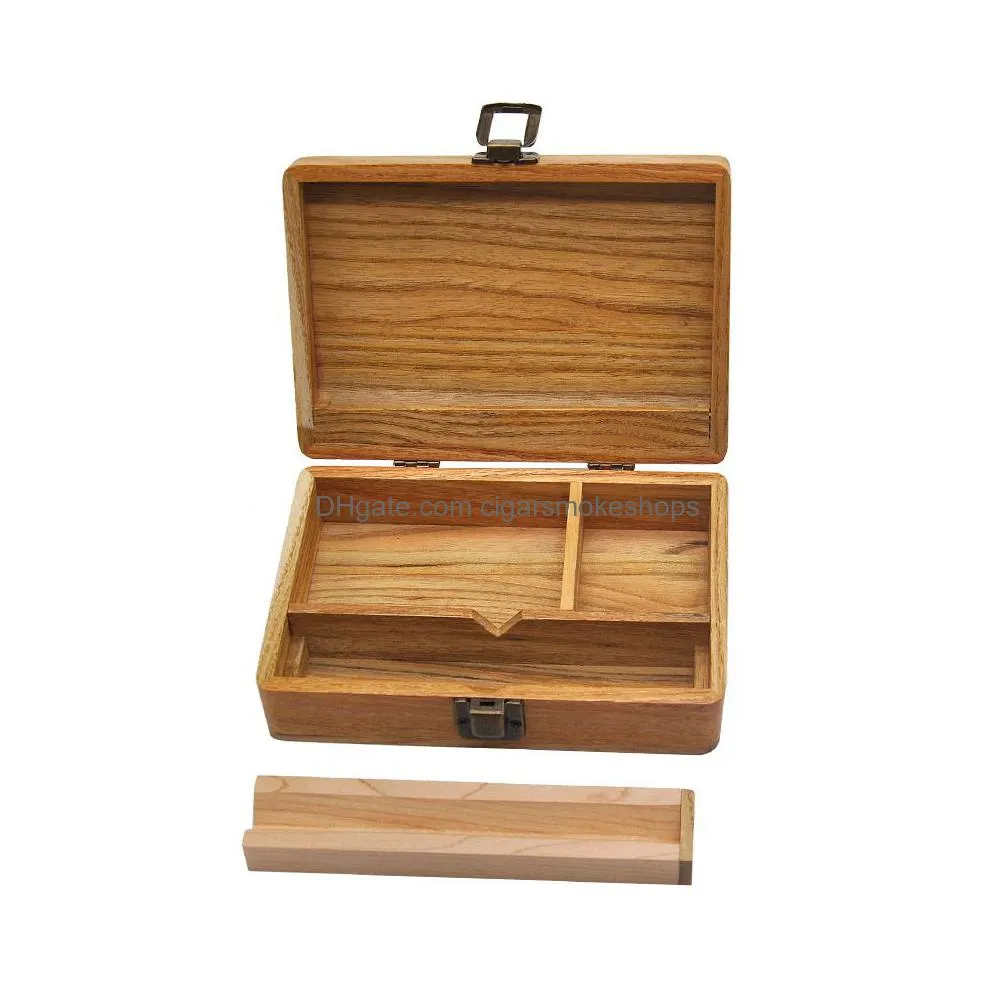 smoke cigarette cases wooden stash box with rolling tray natural handmade wood tobacco and herbal storage box for smoking pipe