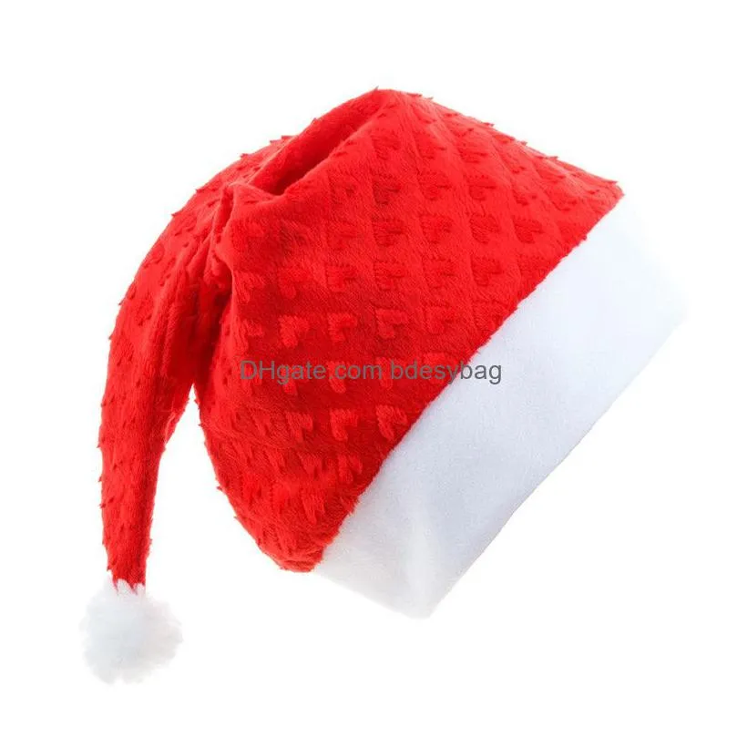 red santa hat short plush print christmas hat gold velvet snowflake star hat kids adult snowflake red gold blue party hats